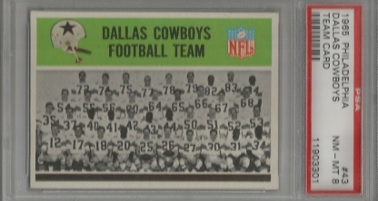 1965 Philadelphia #43 Dallas Cowboys Team Card (PSA 8)