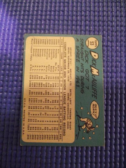 1965 Topps #53 Dick McAuliffe - Image 2
