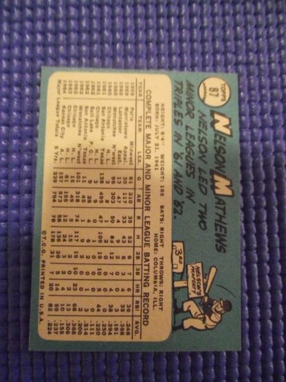 1965 Topps #87 Nelson Mathews (2) - Image 2